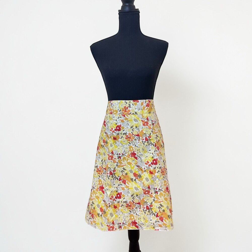 Express A-Line Cotton Knee Length Skirt Lined Floral Multicolor Women's Size 6
